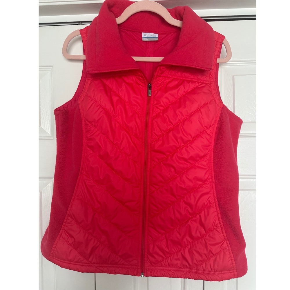 Columbia Womens Pink Coral Quilted Fleece Hybrid Puffer Vest‎ AL1488 Large
